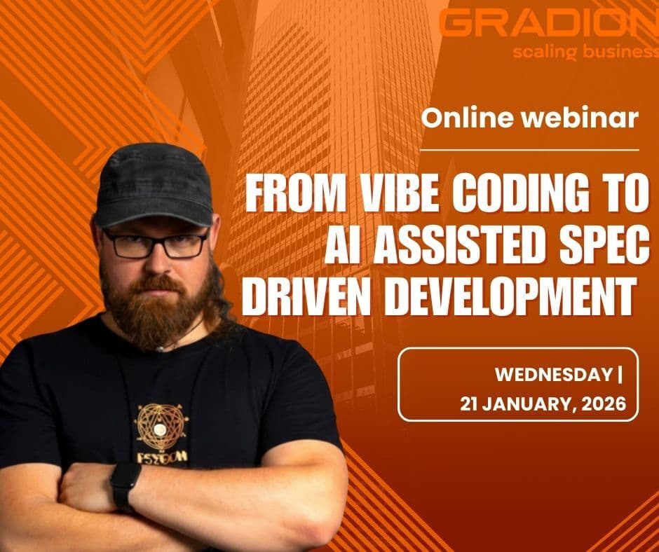 Gradion online webinar “From Vibe Coding to AI Assisted Spec-Driven Development” featuring Jan Moser