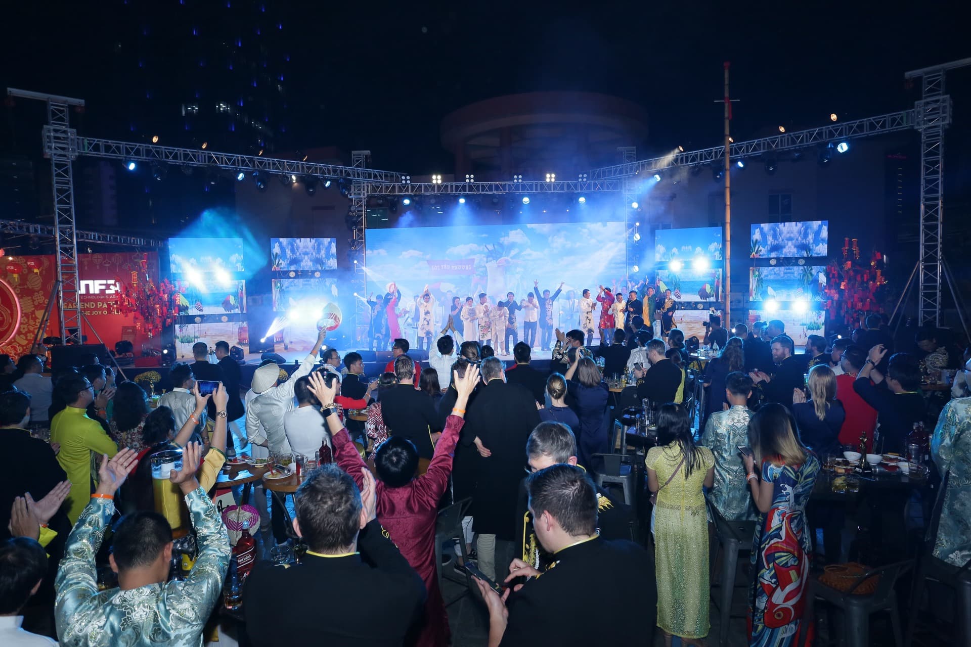 Nfq Company Event Stage Celebration Crowd