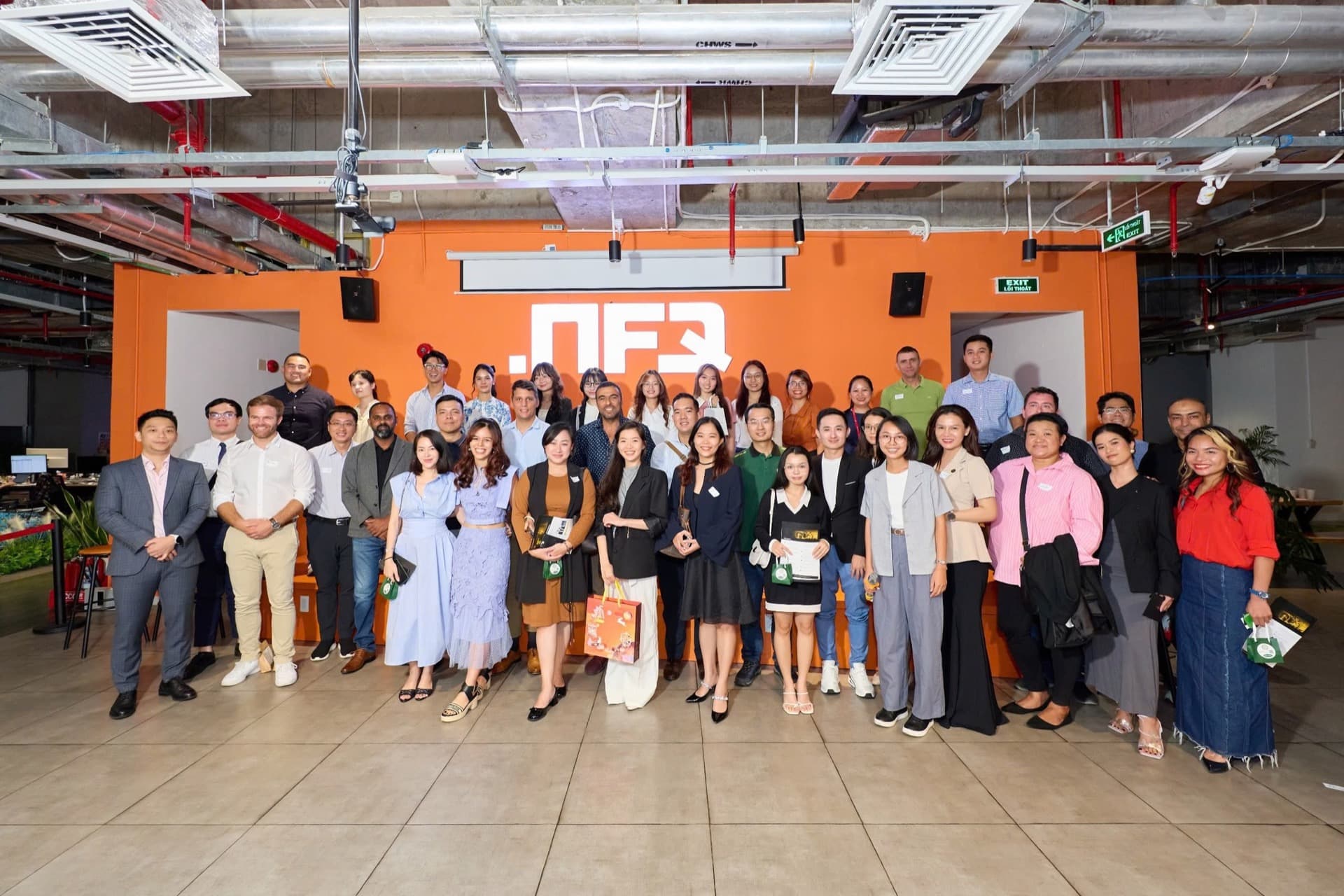 Nfq Team Gathering Orange Office Wall