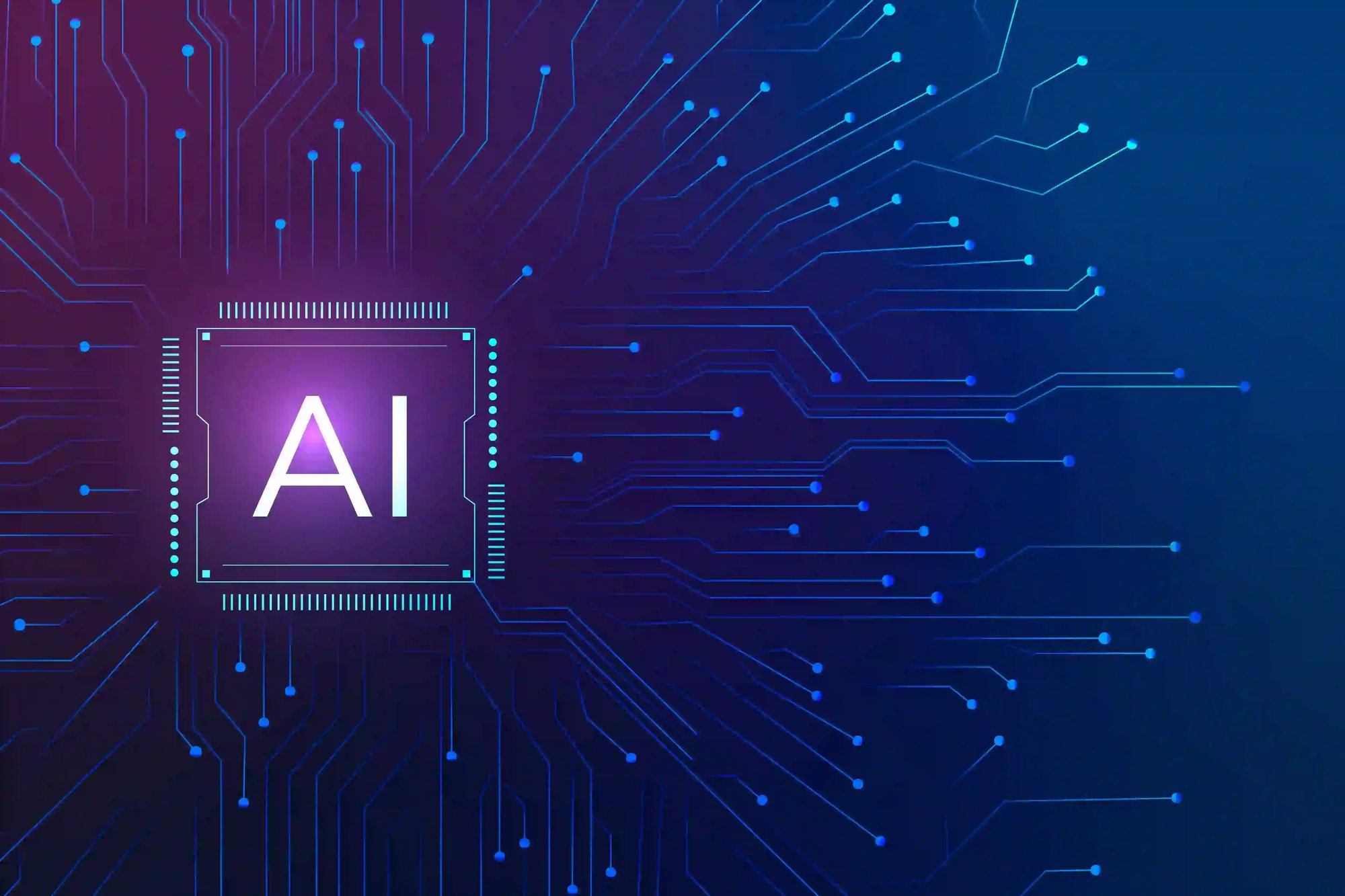AI circuit board graphic representing business strategy and consulting