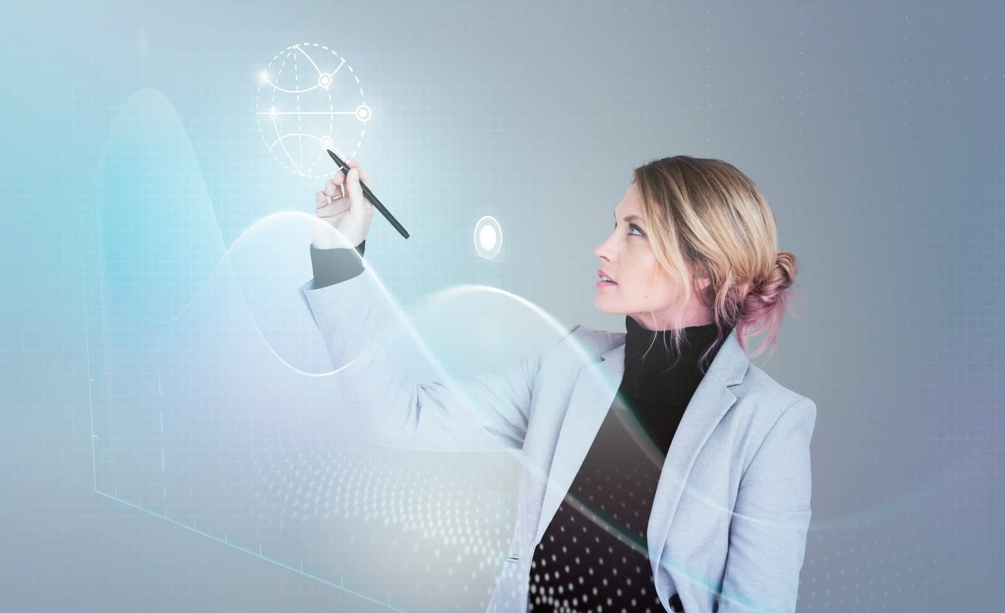 business woman seminar drawing graph business woman seminar drawing graph